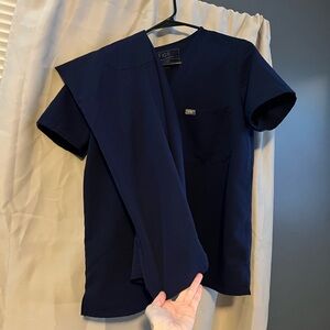 Figs Navy V-Neck Scrub Top